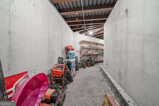 basement with carpet flooring