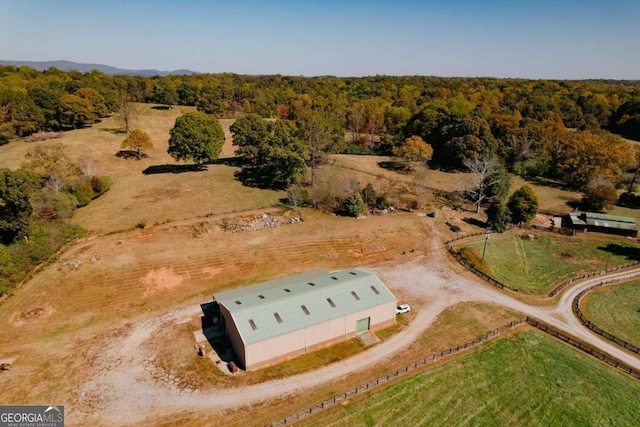 aerial view with a rural view