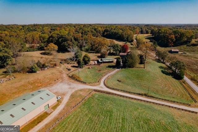 drone / aerial view with a rural view