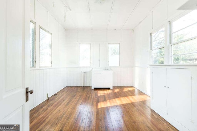 empty room featuring dark wood-type flooring