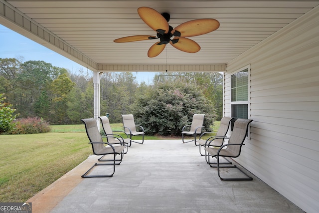 view of patio / terrace with ceiling fan