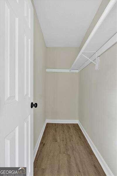 walk in closet featuring wood-type flooring