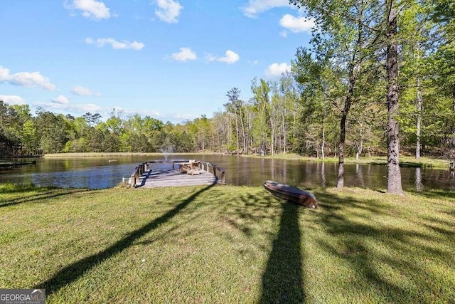 exterior space with a water view