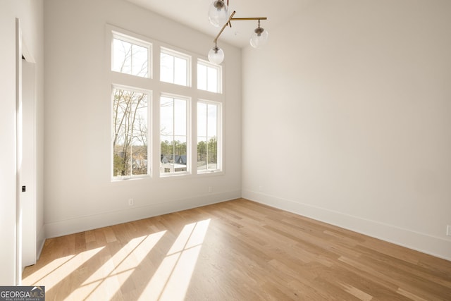 spare room with light hardwood / wood-style floors