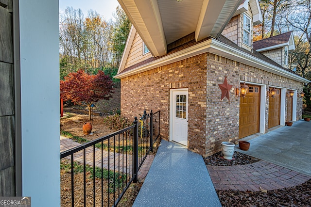 view of property exterior with a garage