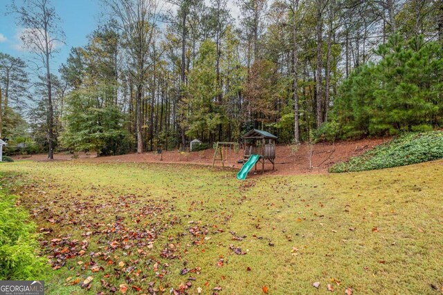 view of yard with a playground