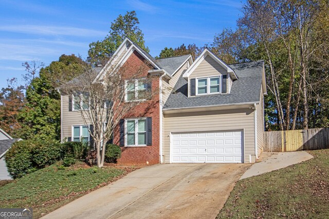 view of front of house with a garage