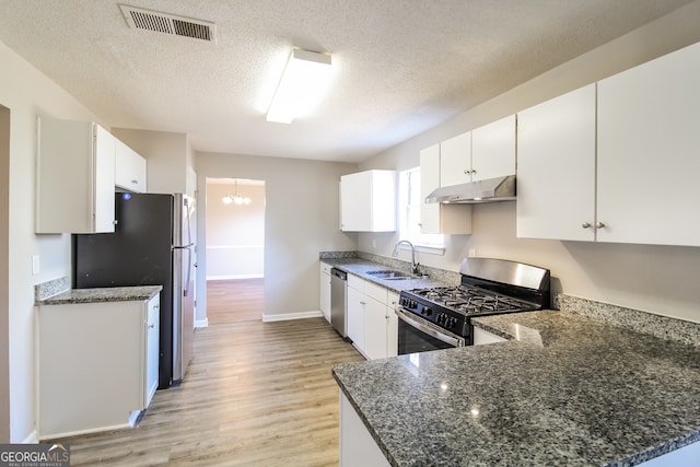 kitchen with white cabinets, sink, and appliances with stainless steel finishes