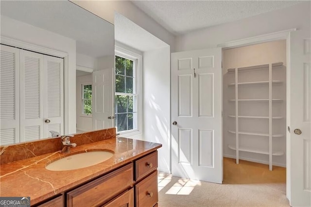 bathroom featuring vanity and a textured ceiling