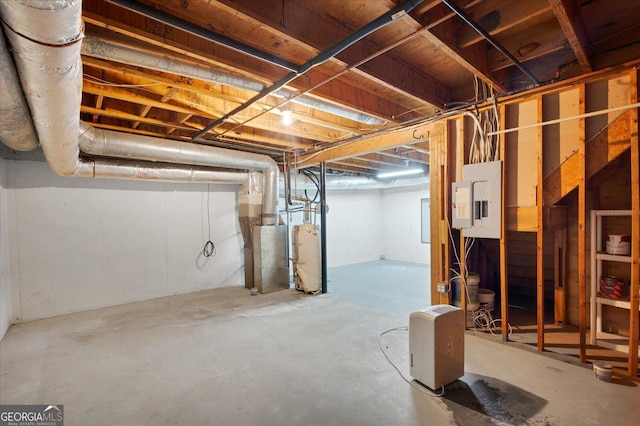 basement with electric panel