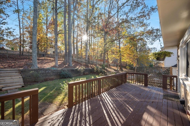 deck with a lawn