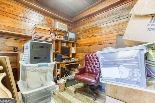 storage area featuring a wall mounted AC