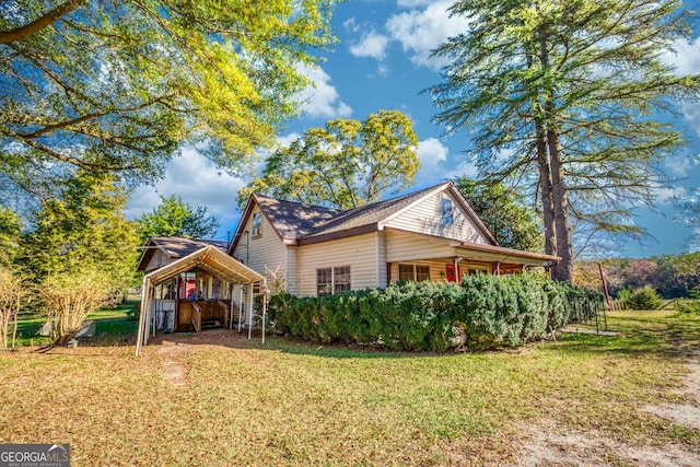 exterior space with a front lawn