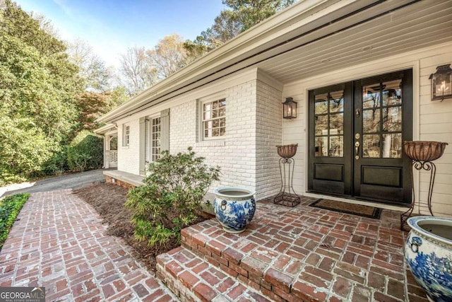 property entrance with french doors