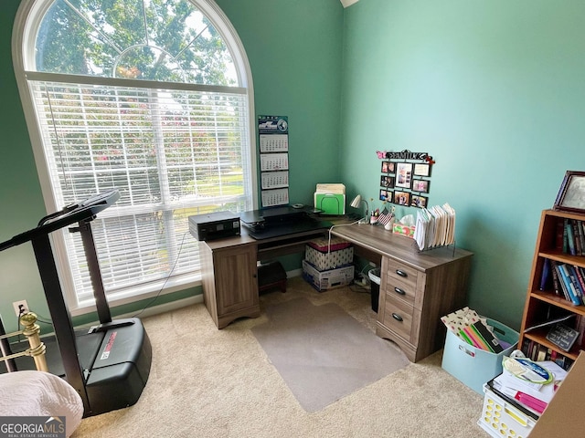 view of carpeted office space