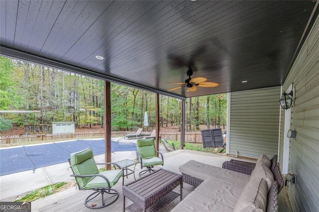 view of patio / terrace featuring outdoor lounge area and ceiling fan