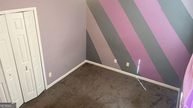 interior space featuring carpet floors and a closet