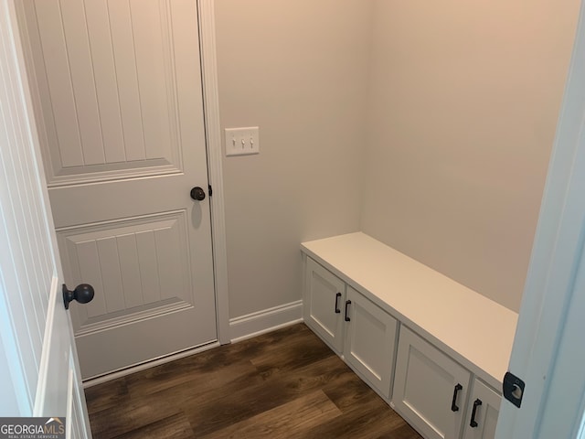 mudroom featuring dark hardwood / wood-style floors