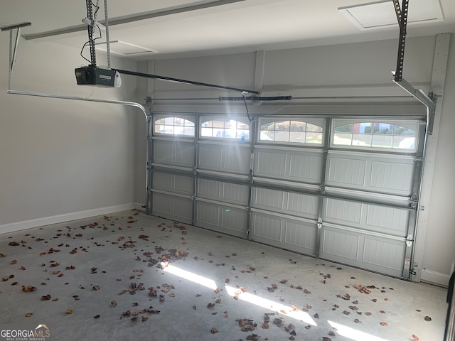 garage with a garage door opener