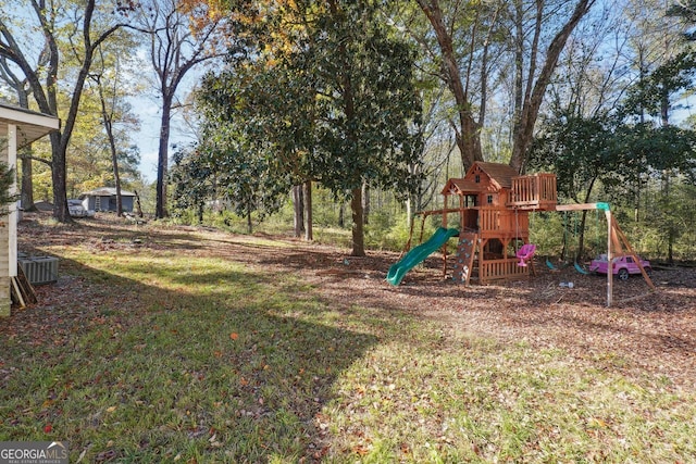 view of yard with a playground