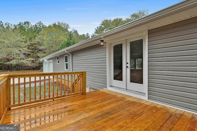 wooden deck with french doors