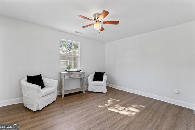 18 Watson Dr, Newnan, GA 30263 - sitting room featuring wood finished floors, baseboards, and ceiling fan