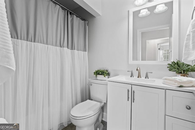 18 Watson Dr, Newnan, GA 30263 - bathroom featuring toilet, vanity, and a shower with curtain