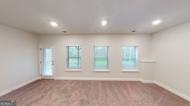 carpeted spare room featuring plenty of natural light