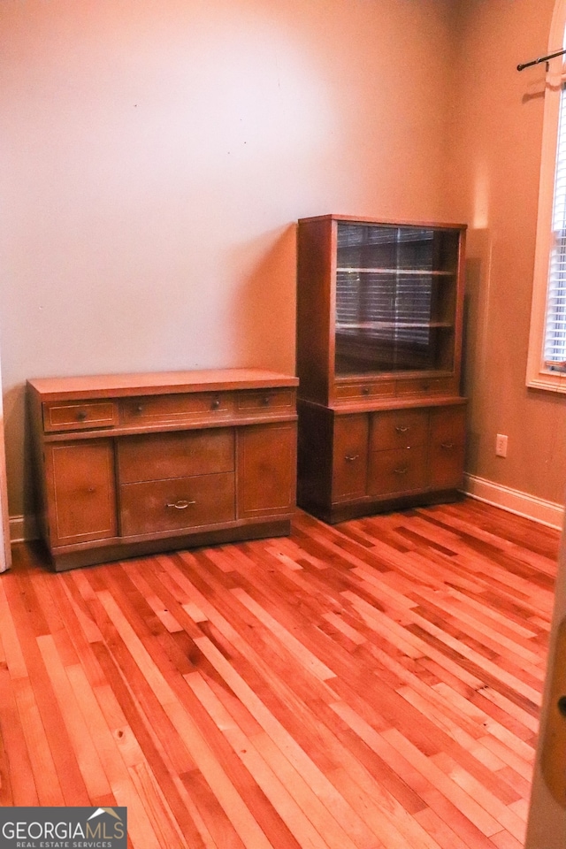 interior space with light hardwood / wood-style flooring