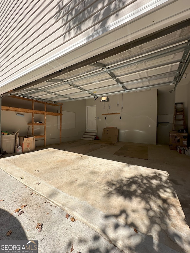 garage with a garage door opener