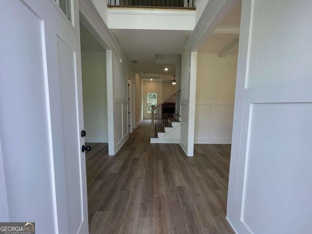 foyer with dark hardwood / wood-style flooring