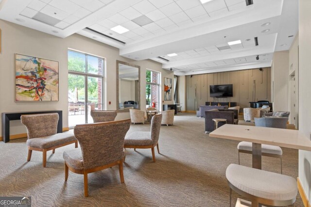 dining room with carpet floors