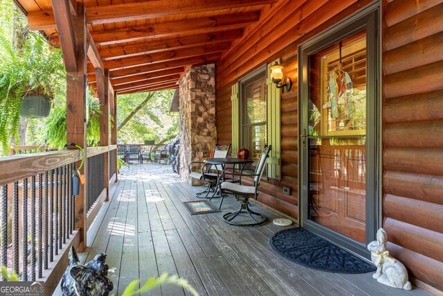 wooden deck with covered porch