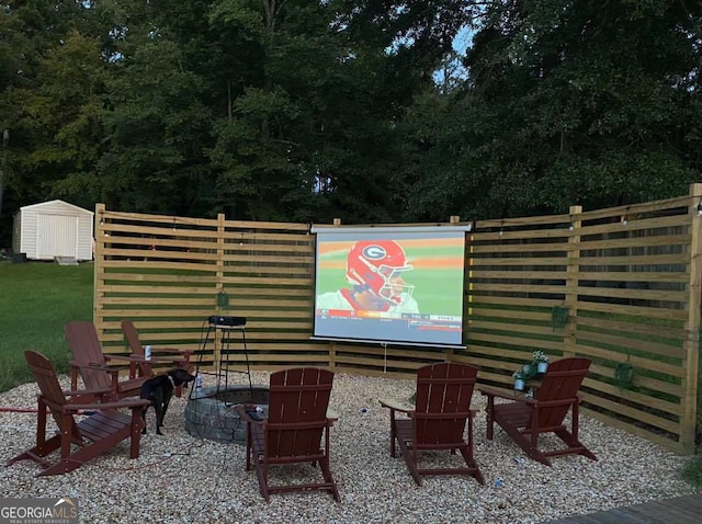 view of patio featuring a fire pit