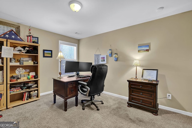 office space featuring light colored carpet