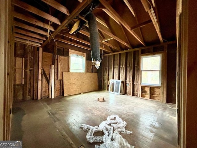 unfinished attic with a wealth of natural light