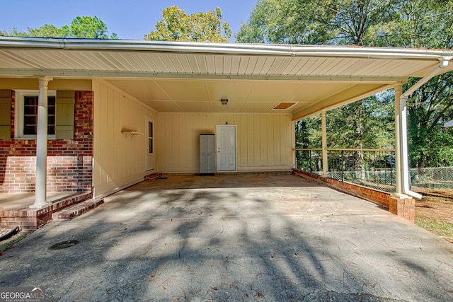 exterior space featuring a carport