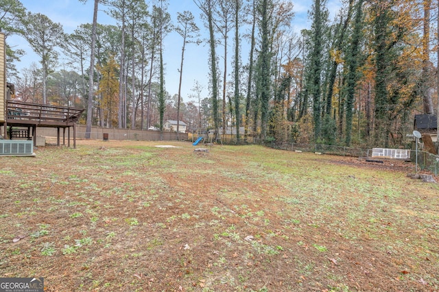 view of yard with a deck