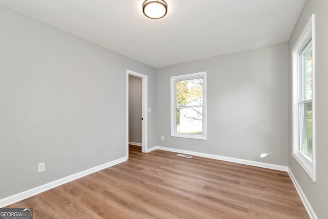 empty room featuring light wood-type flooring