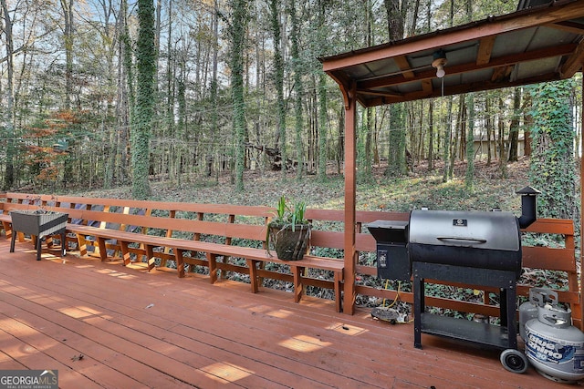 deck with a grill