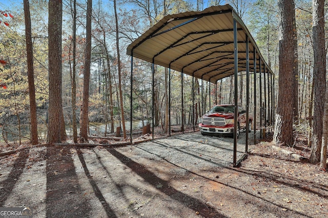 view of parking with a carport