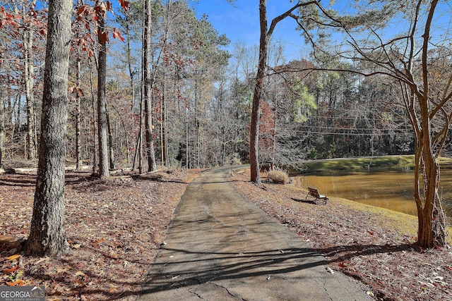 view of street featuring a water view