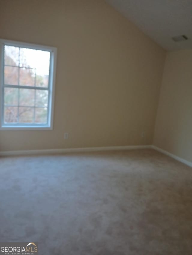 additional living space featuring carpet flooring and vaulted ceiling