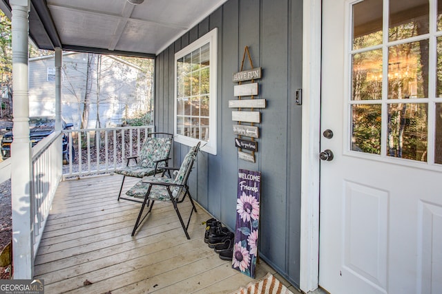 wooden deck with covered porch