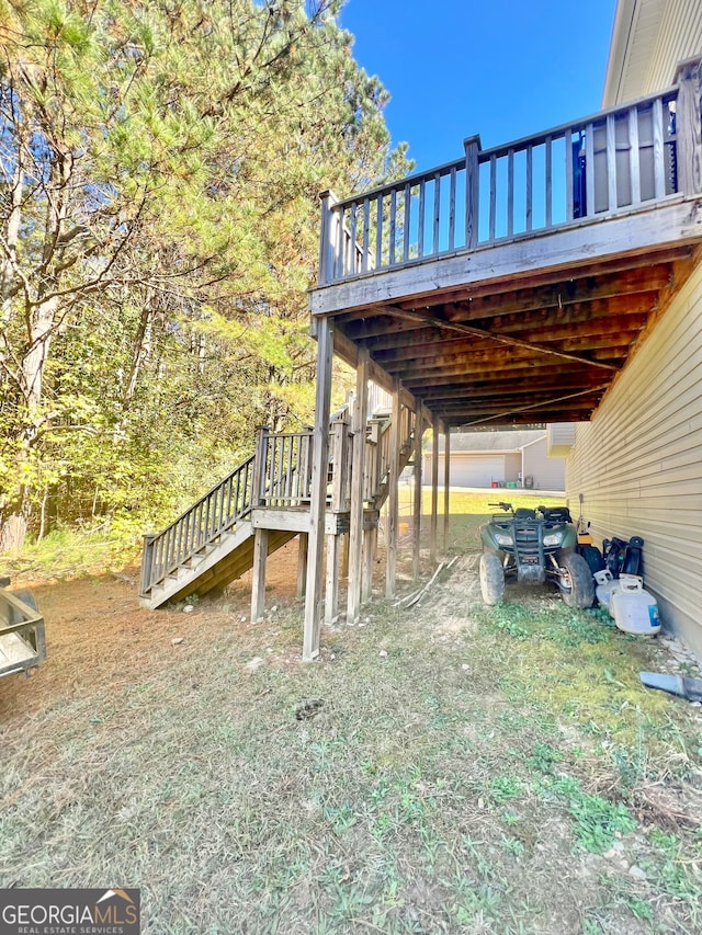 view of yard with a deck