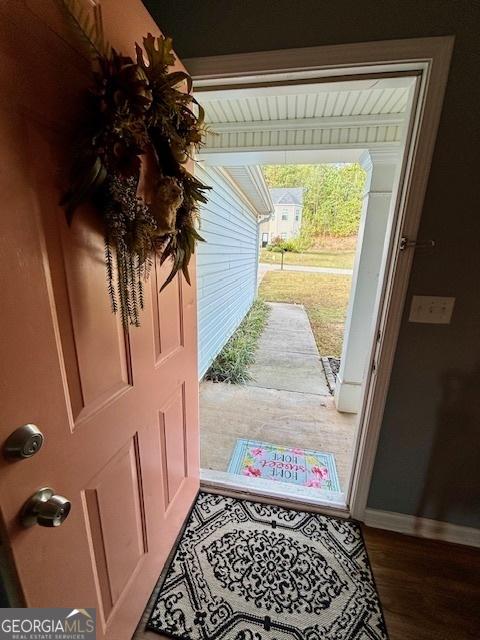 entryway featuring dark hardwood / wood-style floors