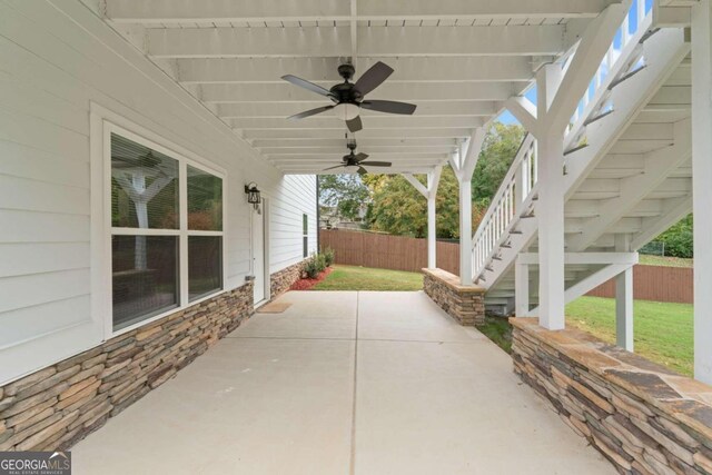 view of patio / terrace with ceiling fan