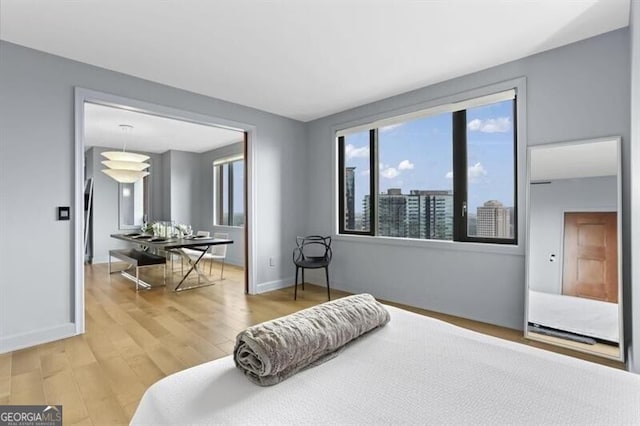 bedroom featuring wood-type flooring