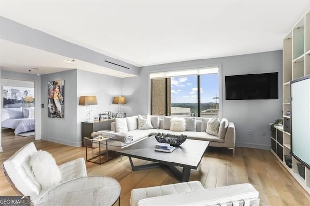 living room featuring light hardwood / wood-style flooring