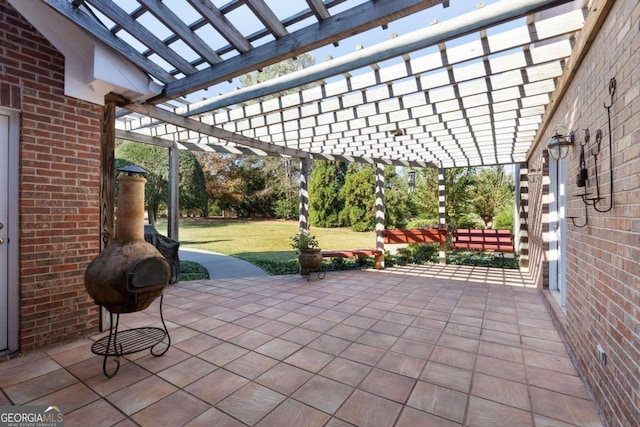 view of patio / terrace featuring a pergola